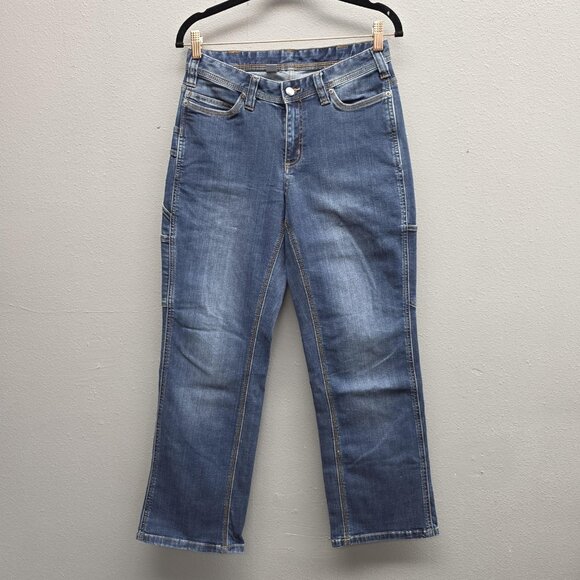 Carhartt Jeans Womens 4 Short Blue Utility Carpenter Stretch Workwear 100650 - Picture 1 of 11